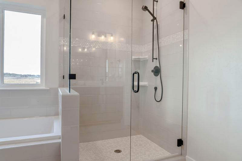 Shower with Black Frame Glass Door